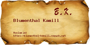 Blumenthal Kamill névjegykártya
